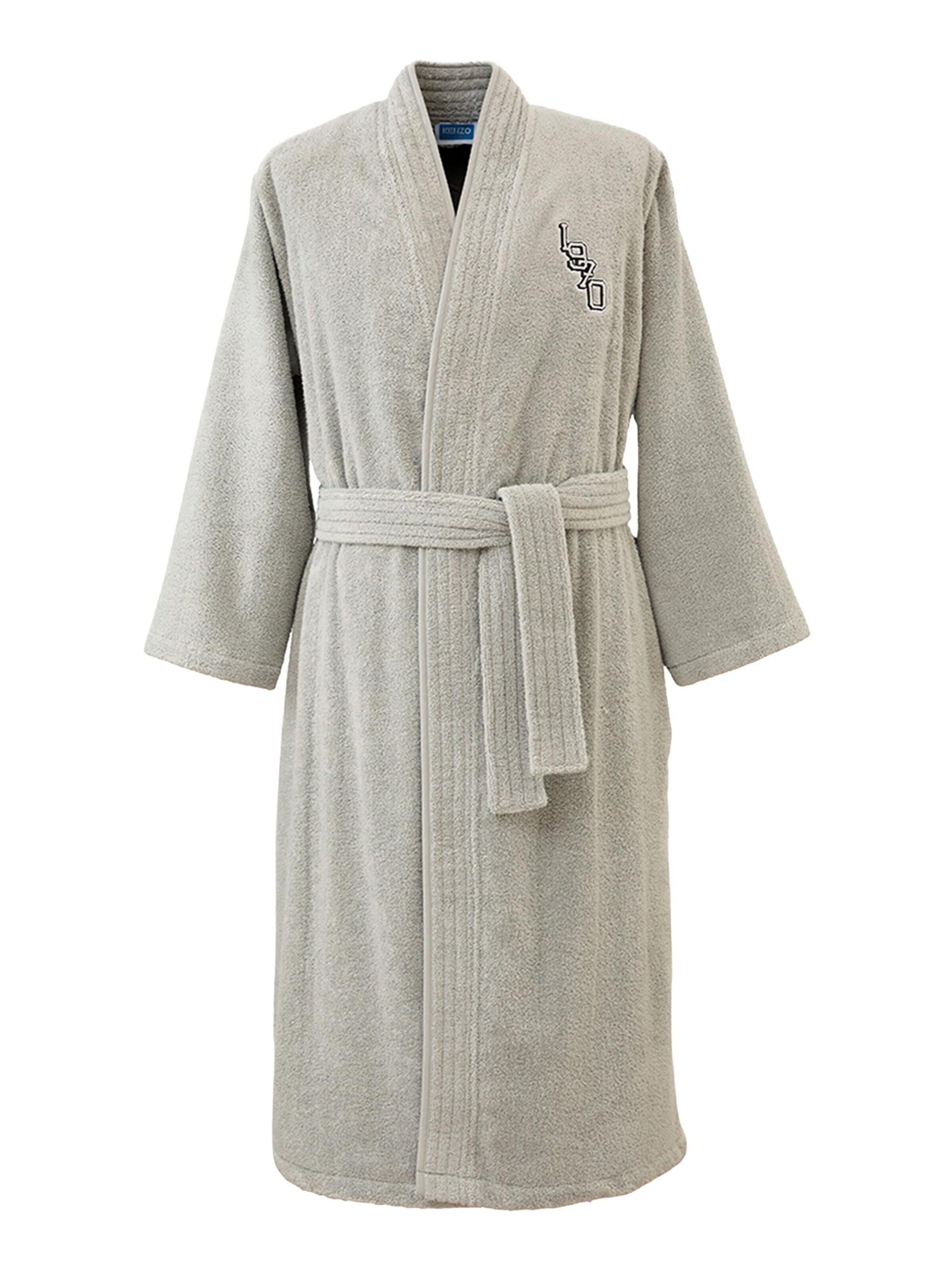 KENZO Long Bathrobe 'KVTIGER' in Grey: front