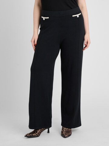 Guido Maria Kretschmer Curvy Wide leg Trousers 'Felize' in Black: front