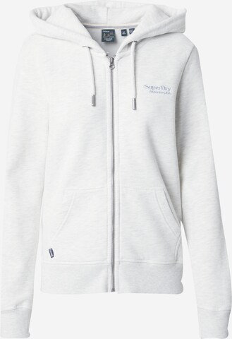 Superdry Zip-Up Hoodie 'ESSENTIAL' in Grey: front