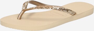 HAVAIANAS T-Bar Sandals 'SLIM GLITTER II' in Beige: front