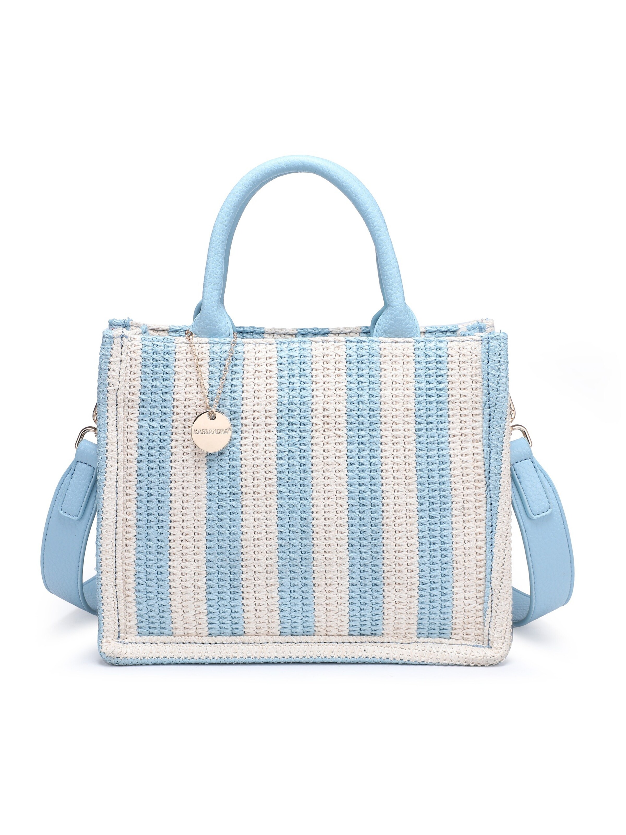 Borsa a tracolla 'Borsa a Tracolla Eliara Donna - Tessuto Intrecciato Rafia e' di Kassandra in blu: frontale