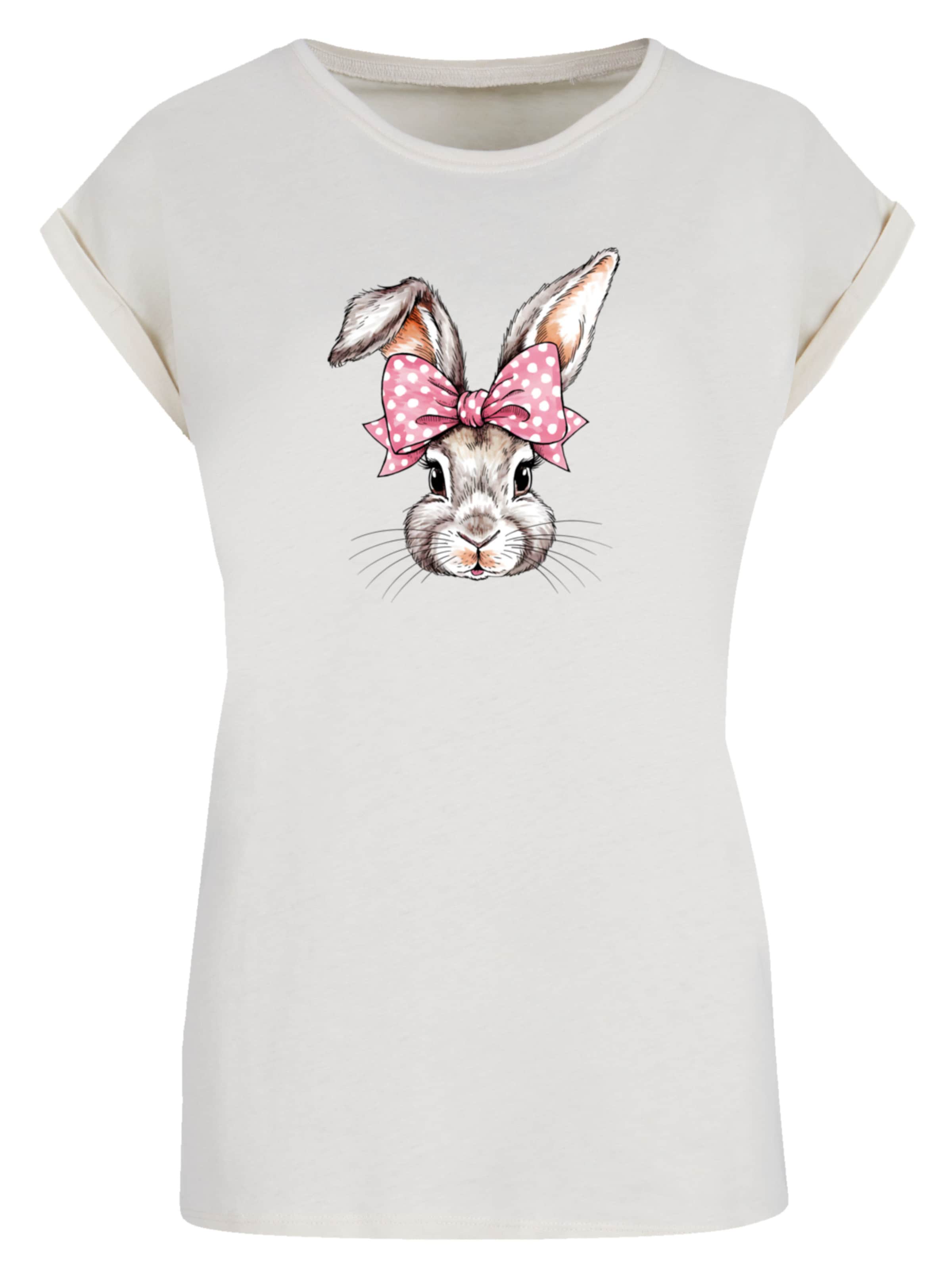 F4NT4STIC Shirt 'Niedlicher Hase mit Schleife' in Wit: voorkant