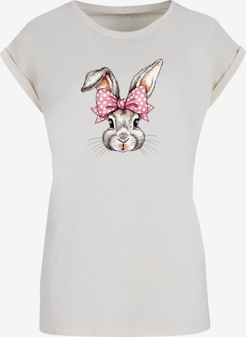 F4NT4STIC T-Shirt 'Niedlicher Hase mit Schleife' in Weiß: Vorderseite