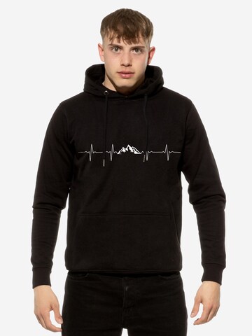 Cotton Prime Sweatshirt 'Pulsschlag Berge' in Schwarz: Vorderseite