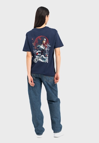 Oldskull T-Shirt 'Asian Blossom Queen' in Blau