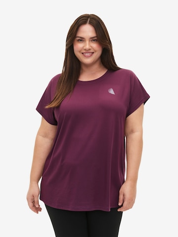 Active by Zizzi Shirt 'ABASIC' in Purple: front