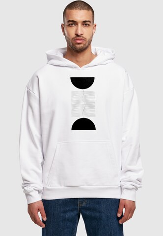 Merchcode Sweatshirt 'Abstract Lines' in Wit: voorkant