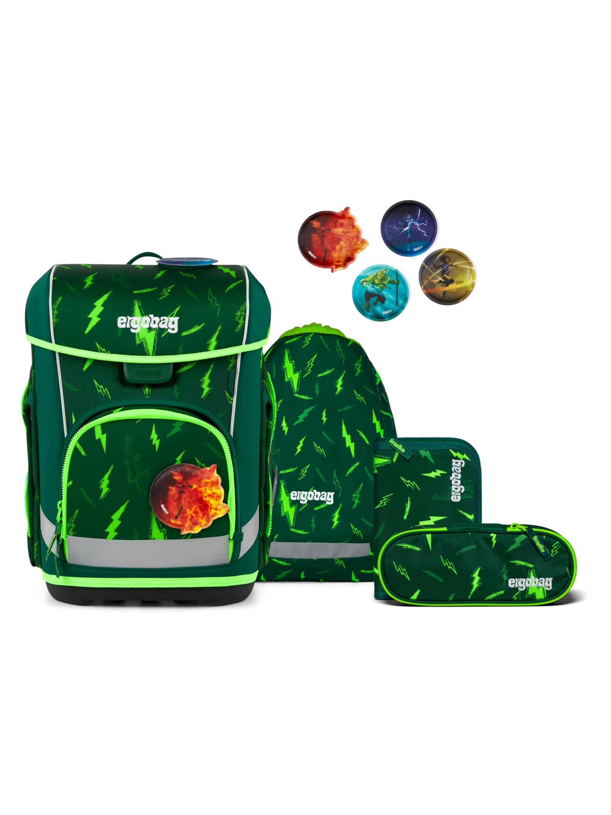 ergobag Backpack 'Schulranzen-Set cubo light Set' in Green: front