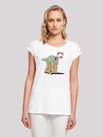 F4NT4STIC Shirt 'Star Wars Grogu Loves Candy stick' in Weiß: Vorderseite