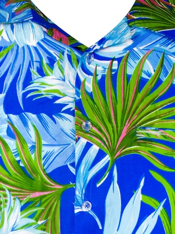 King Kameha Shirt 'Pineapple Leaves' in Blau