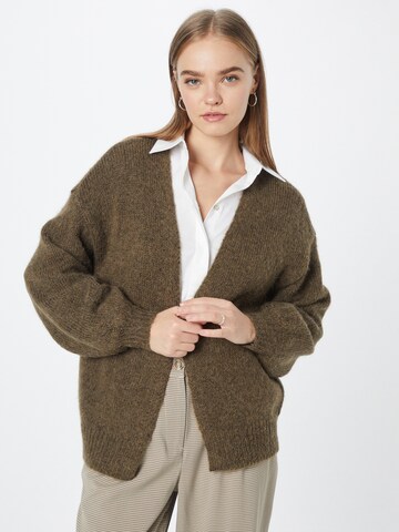 Y.A.S Knit Cardigan in Brown: front