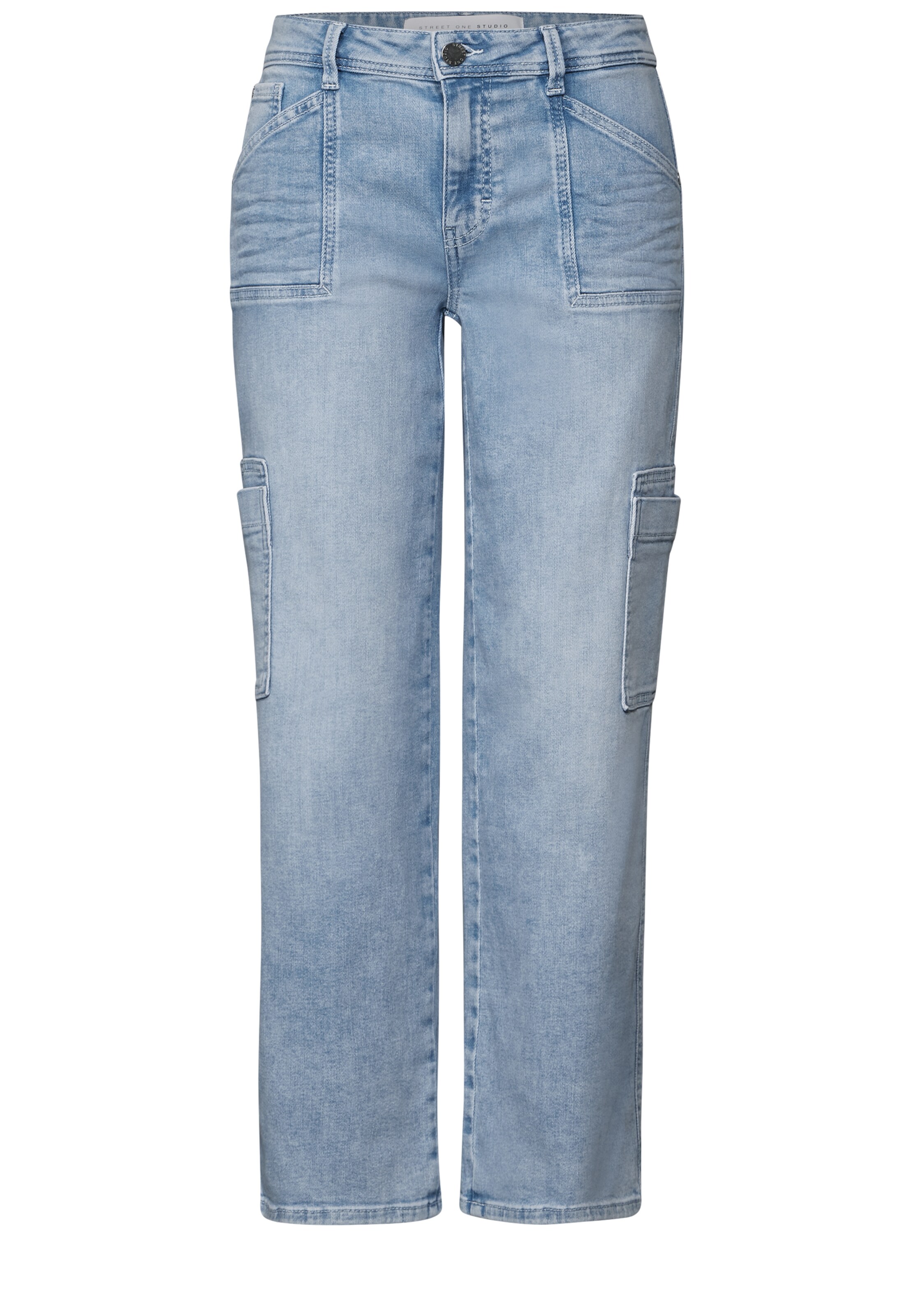 Street One Studio Regular Cargo Jeans in Blue: front