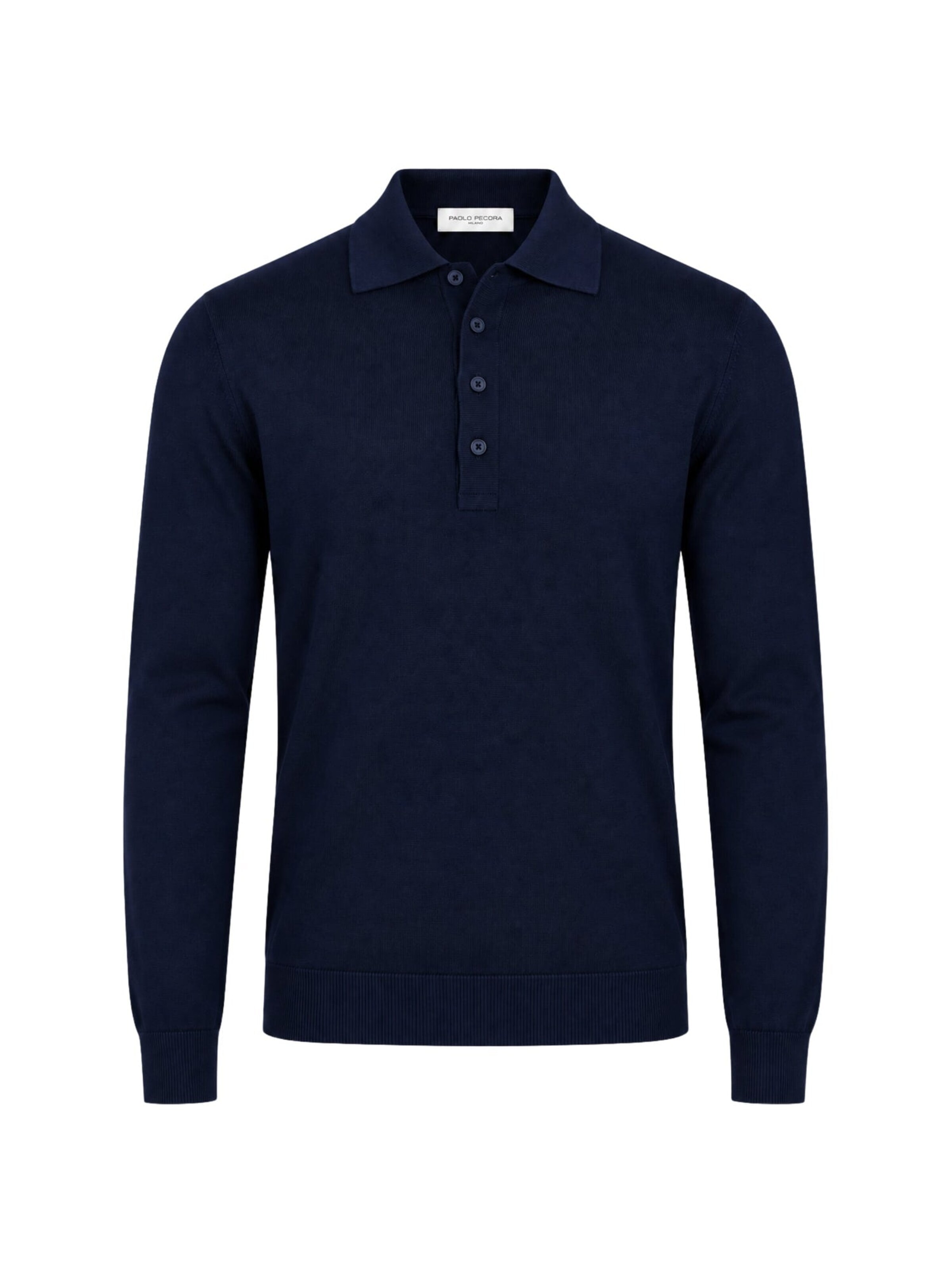 Paolo Pecora Milano T-shirt 'Men's Polo Shirt in Extrafine Merino Wool' i blå: framsida