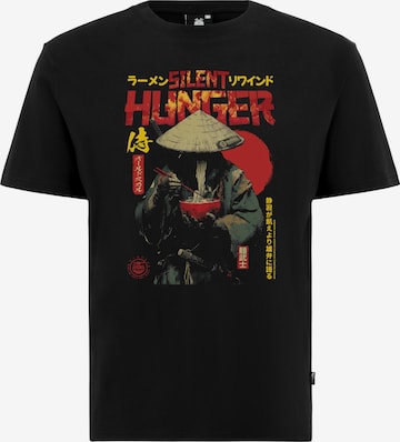 Oldskull Shirt 'Asian Monk Ramen Treet Graphic' in Black: front