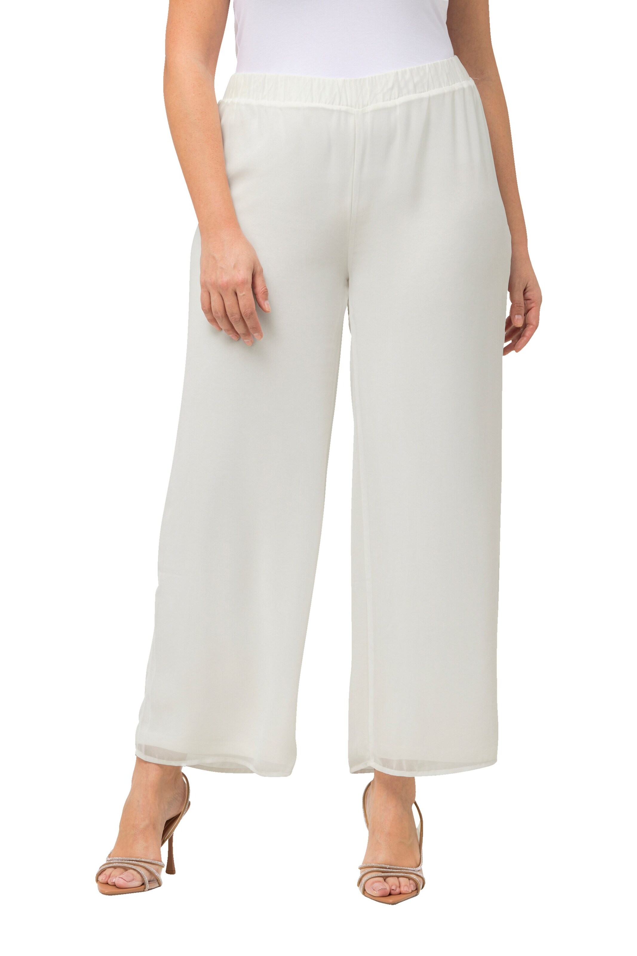 Ulla Popken Wide Leg Hose in Weiß: Vorderseite