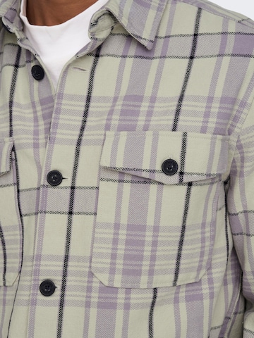 Only & Sons Regular fit Button Up Shirt 'Milo' in Purple