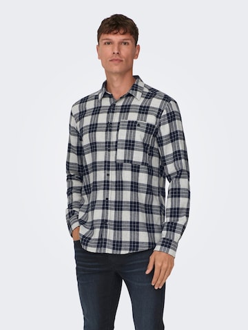 Only & Sons Regular fit Overhemd 'BONE' in Blauw: voorkant