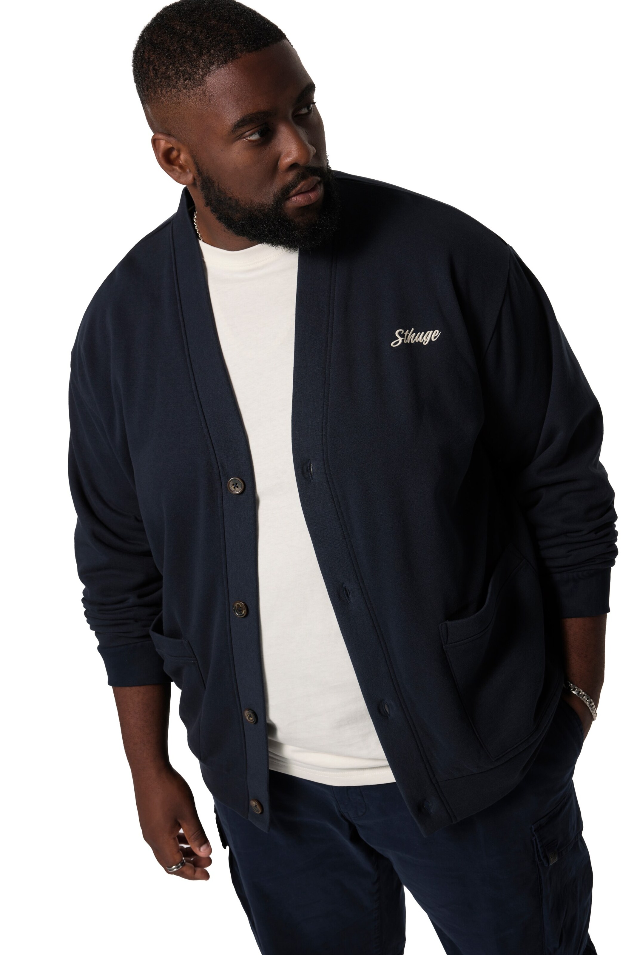 STHUGE Gebreid vest in Blauw: voorkant