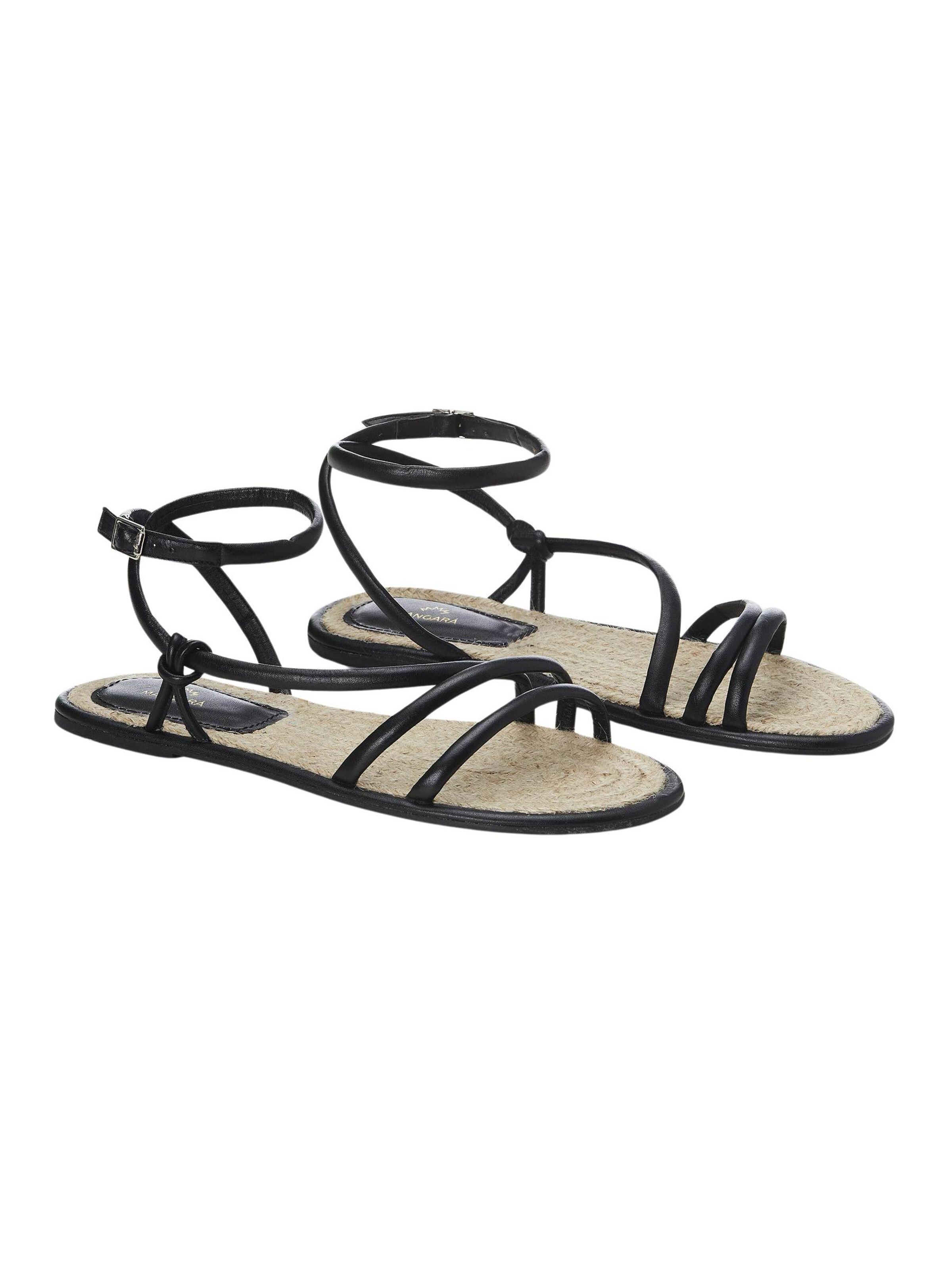 Mangara Atelier Sandalen met riem 'Sandales anginco en cuir noir' in Zwart