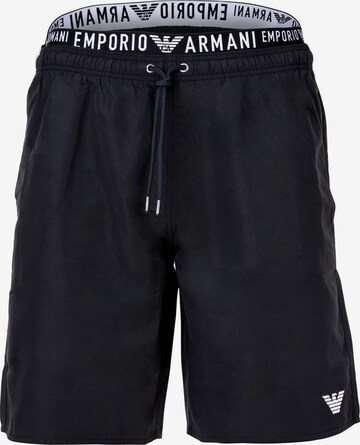 Emporio Armani Swim Trunks in Black: front