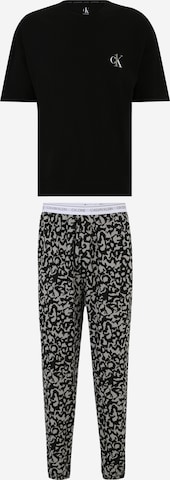 Calvin Klein Underwear Tapered Long Pajamas in Black: front