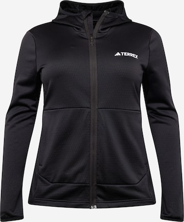 ADIDAS TERREX Athletic Zip-Up Hoodie in Black: front