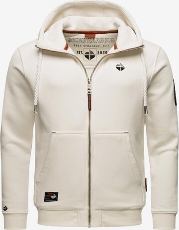 STONE HARBOUR Zip-Up Hoodie 'Jacobi Jamie' in White: front