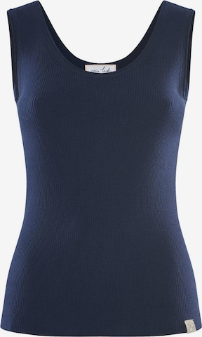 YOU LOOK PERFECT Gebreide top 'TOP BLOSSOM - Geripptes Merino Top mit Rundhals' in Blauw: voorkant