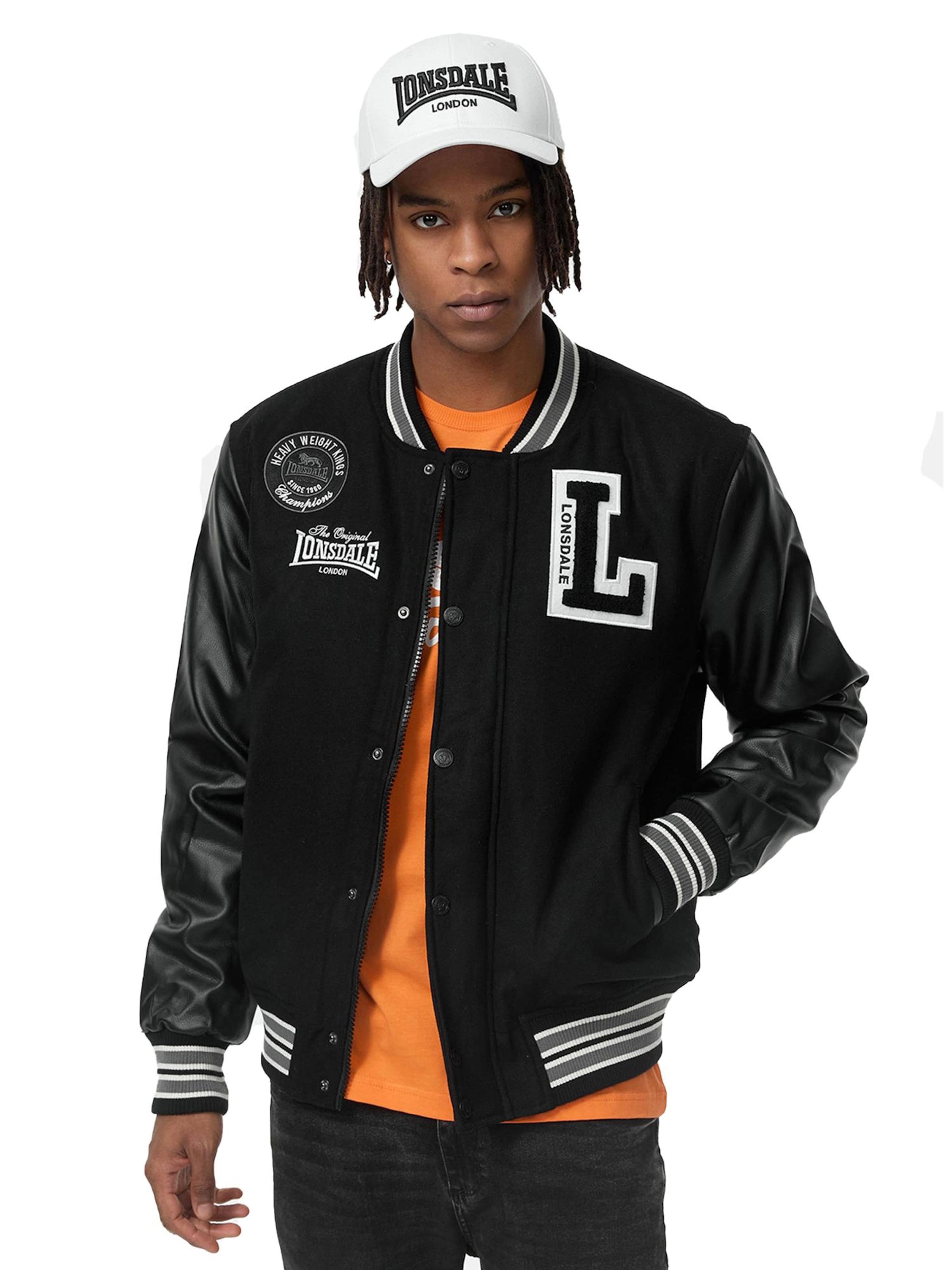 melns LONSDALE Starpsezonu jaka 'Ocford': no priekšpuses