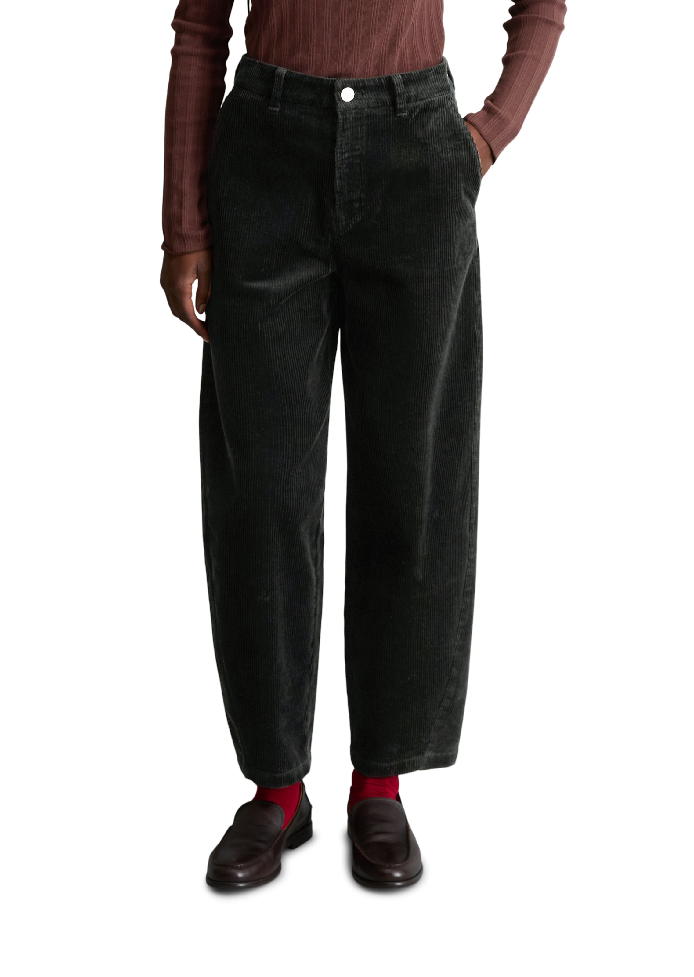Marc O'Polo DENIM Barrel Trousers 'Airin' in Black: front