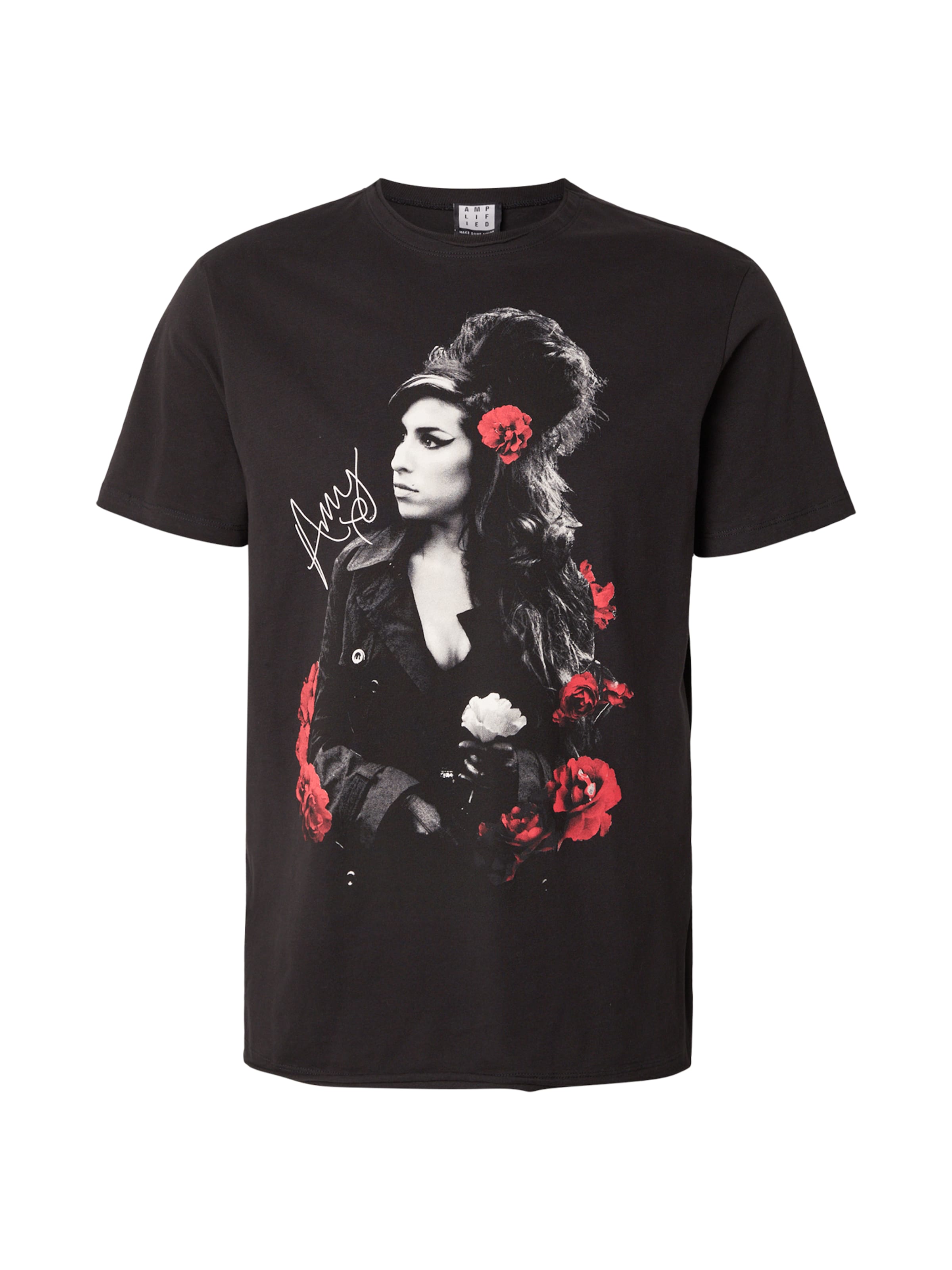AMPLIFIED Paita 'AMY WINHOUSE-POSES WITH ROSES' värissä musta: etupuoli