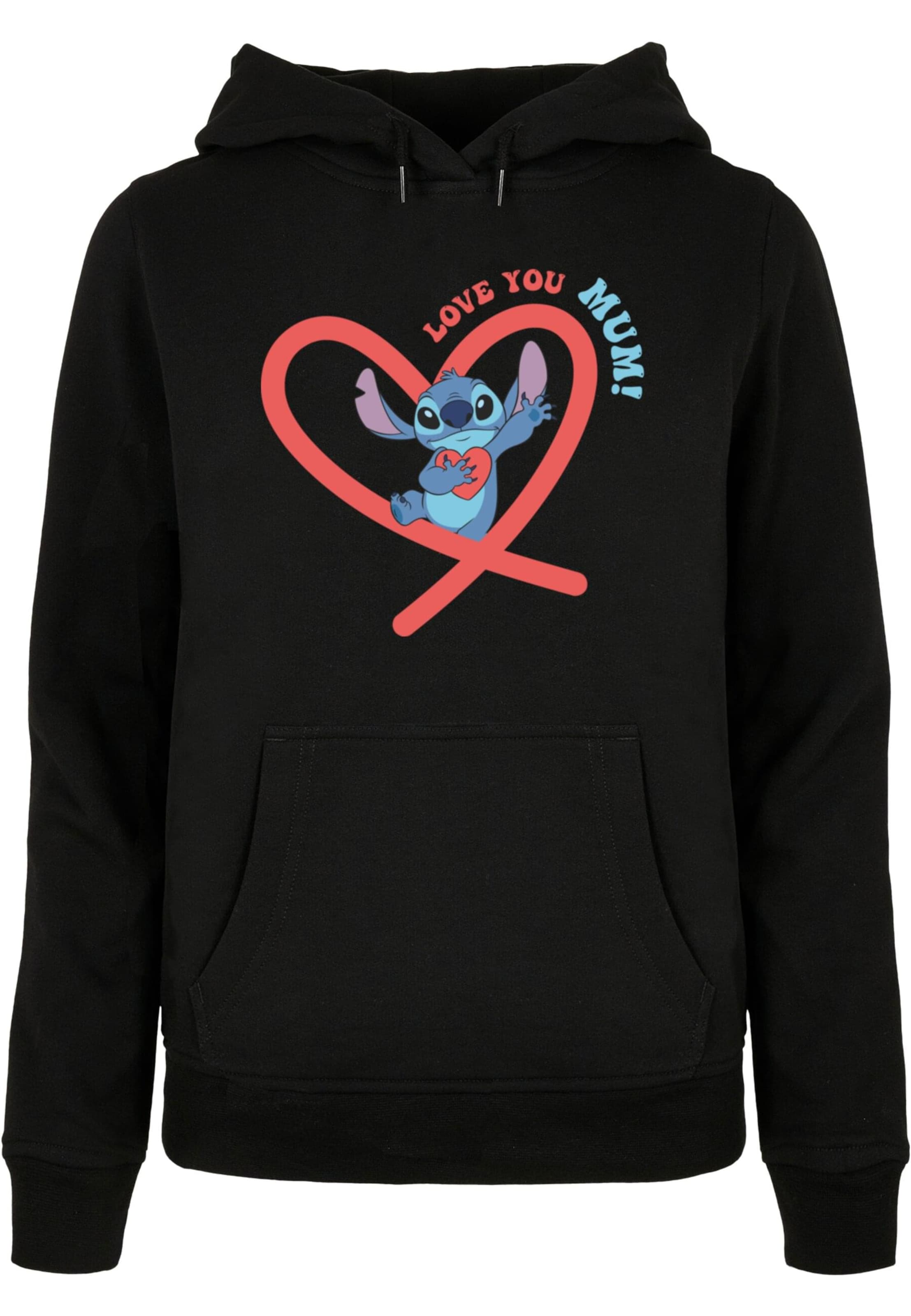 ABSOLUTE CULT Sweatshirt 'Mother's Day - Lilo and Stitch Love you Mom' in Black: front