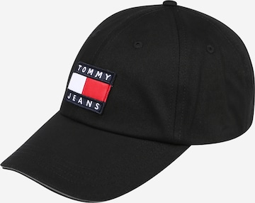 Tommy Jeans Pet 'Heritage' in Zwart: voorkant