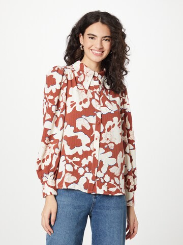 PULZ Jeans Blouse 'AMADA' in Brown: front