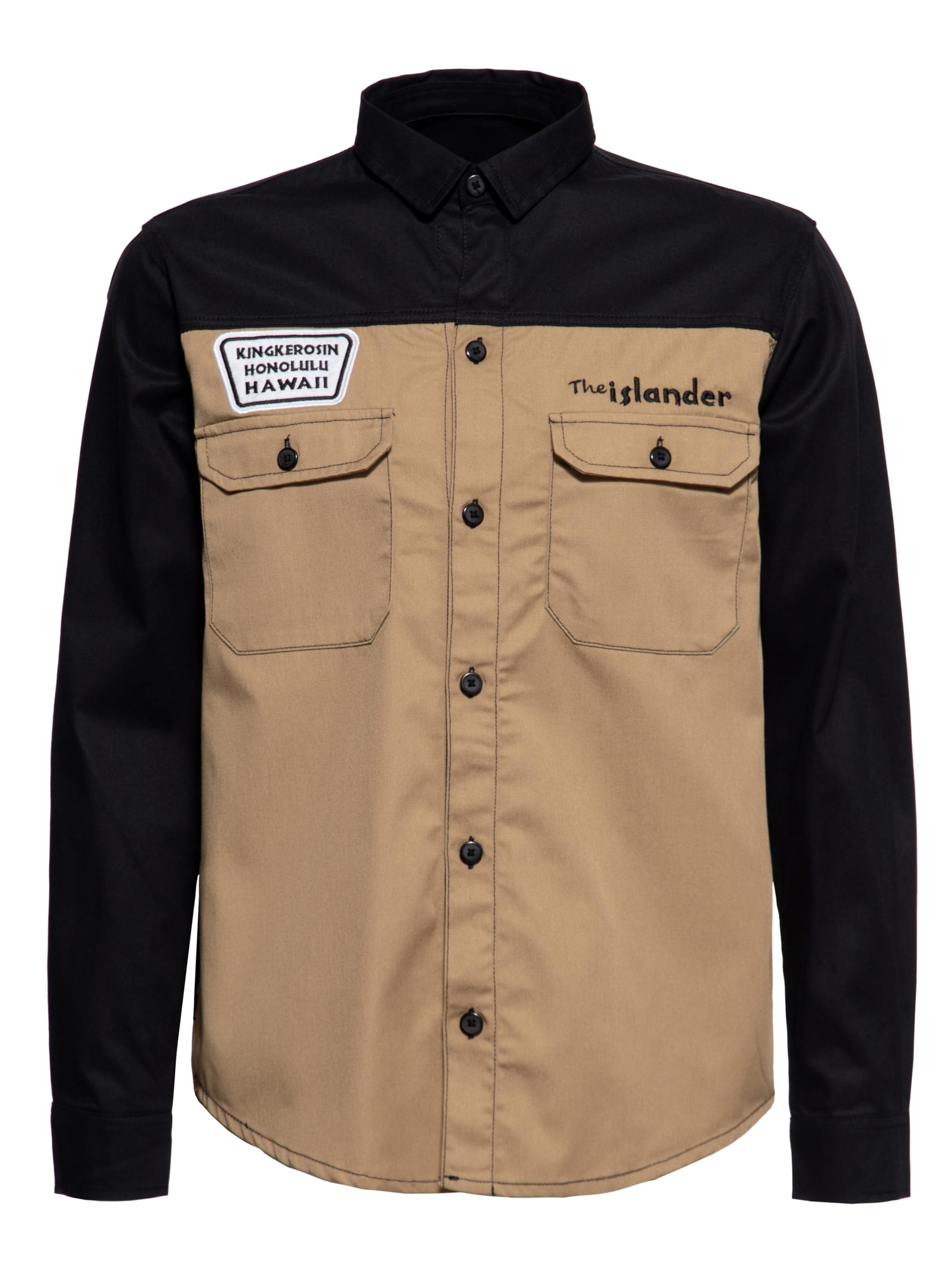 King Kerosin Button Up Shirt 'The Islander' in Black, Item view