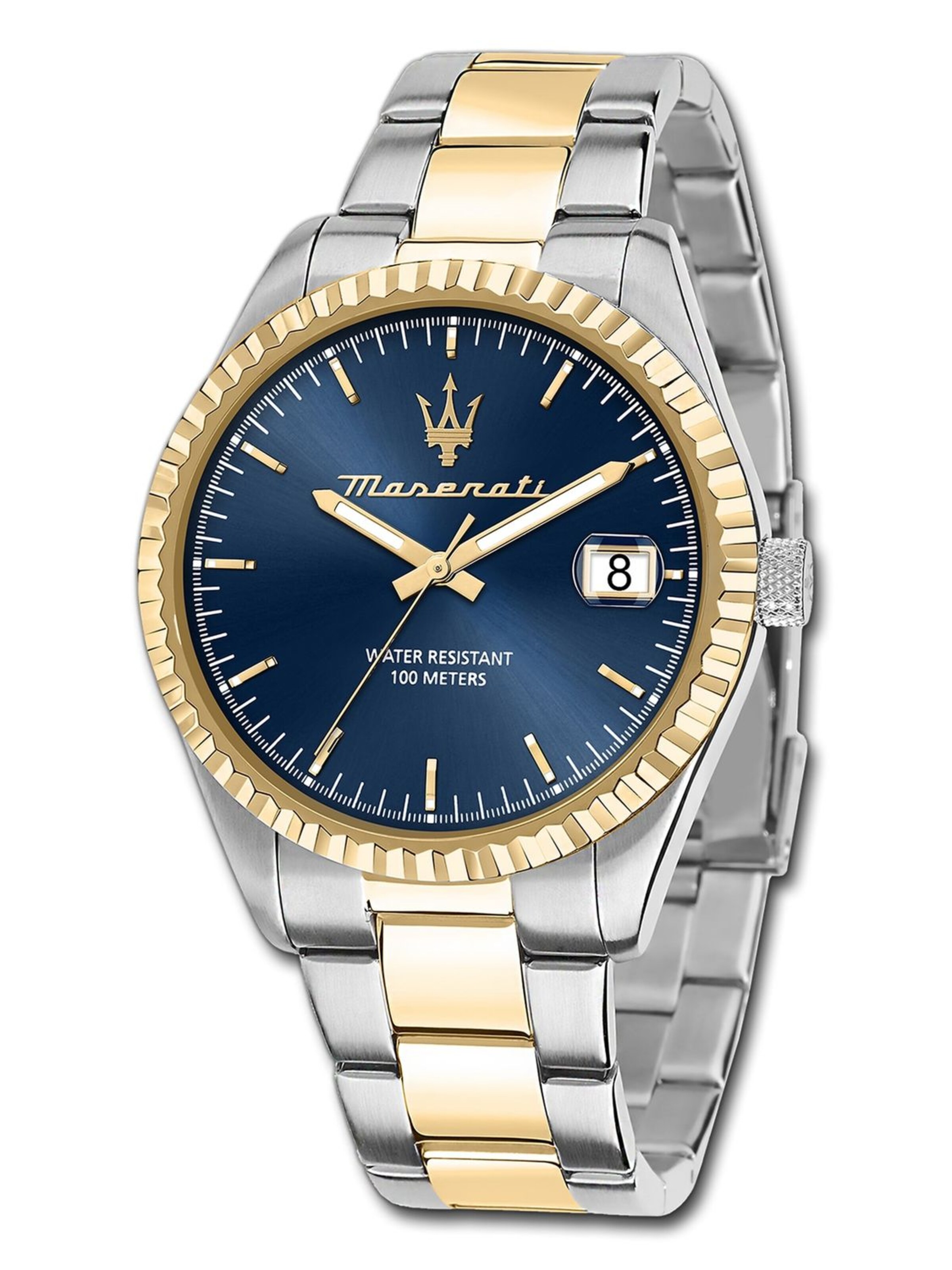 Montre à affichage analogique Maserati en argent : devant