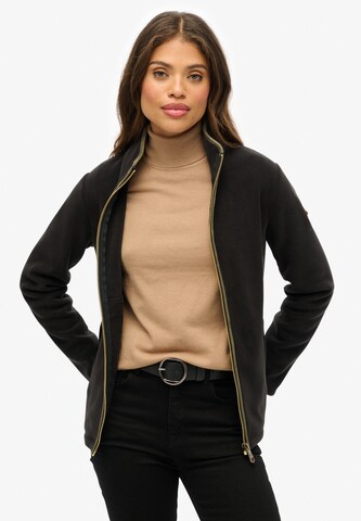 Superdry Fleece jas 'Estate' in Zwart: voorkant