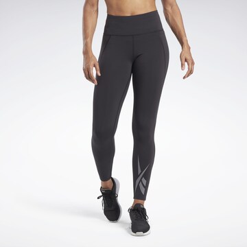 Skinny Pantaloni sport de la Reebok pe negru: față