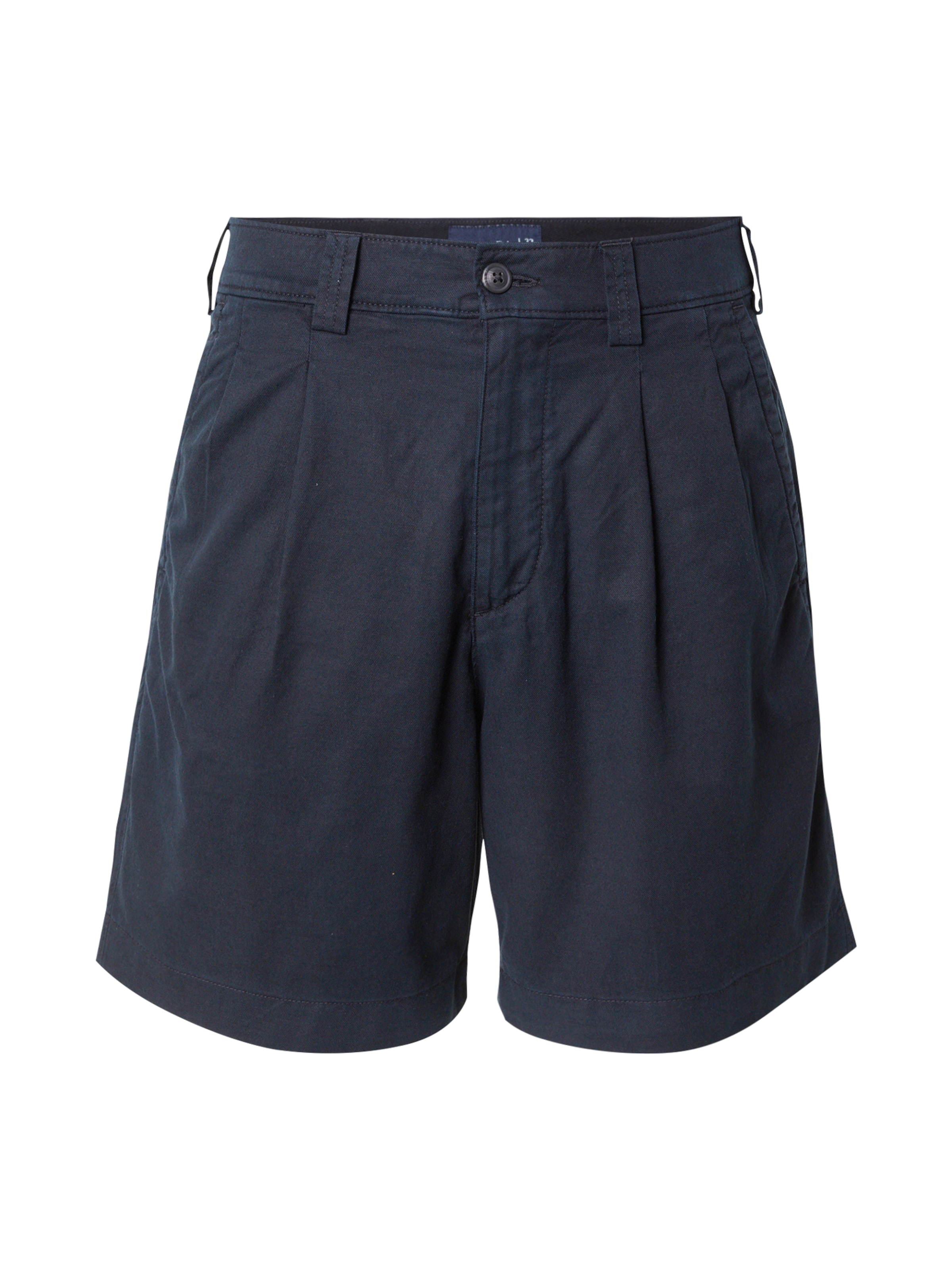 Abercrombie & Fitch Loosefit Kalhoty se sklady v pase – černá: přední strana