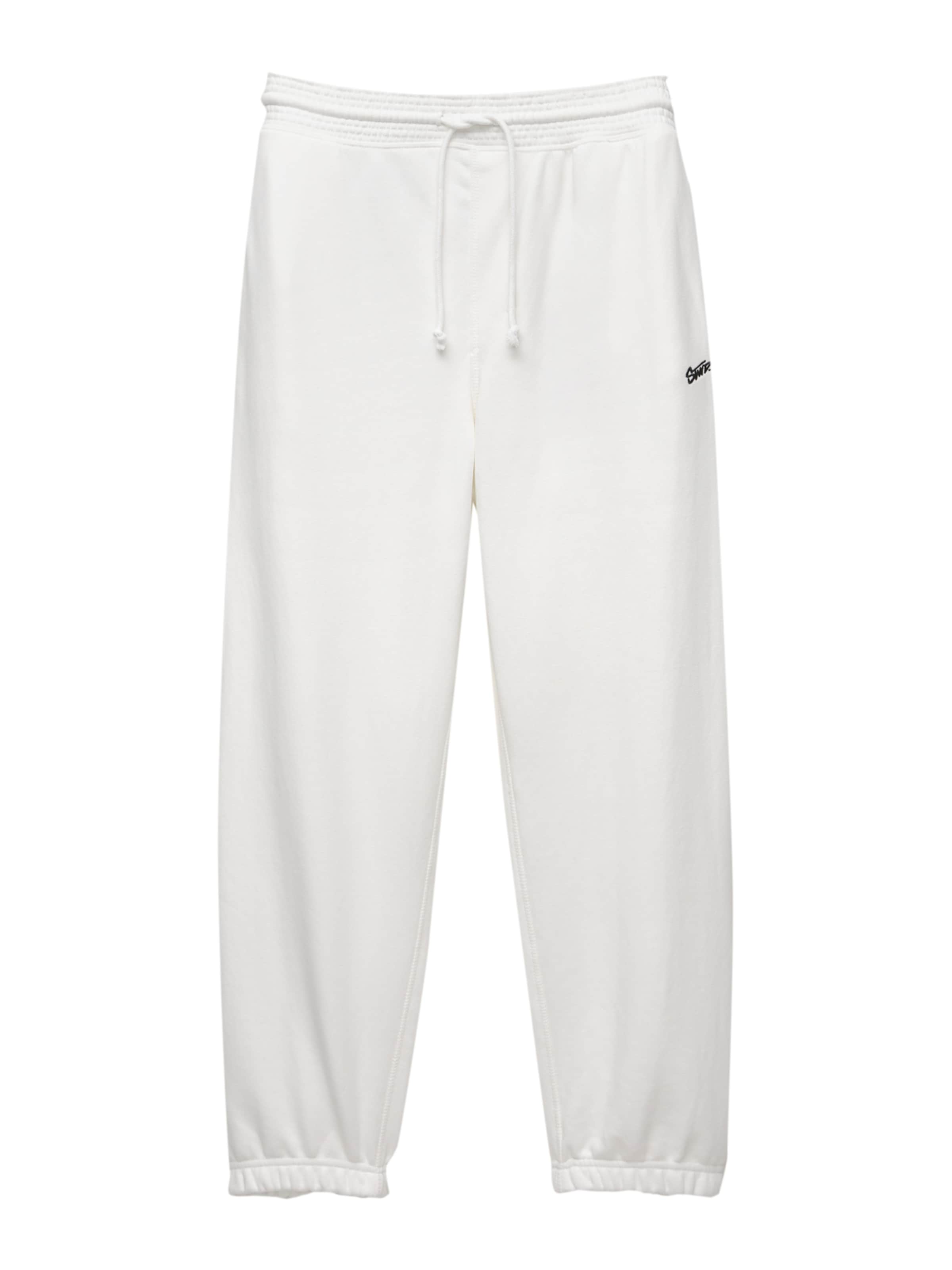 Pull&Bear Loosefit Hose 'STWD' in Weiß: Vorderseite