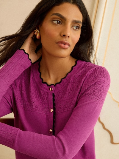 love & roses Вязаная кофта в Ярко-розовый / Черный, Обзор товара