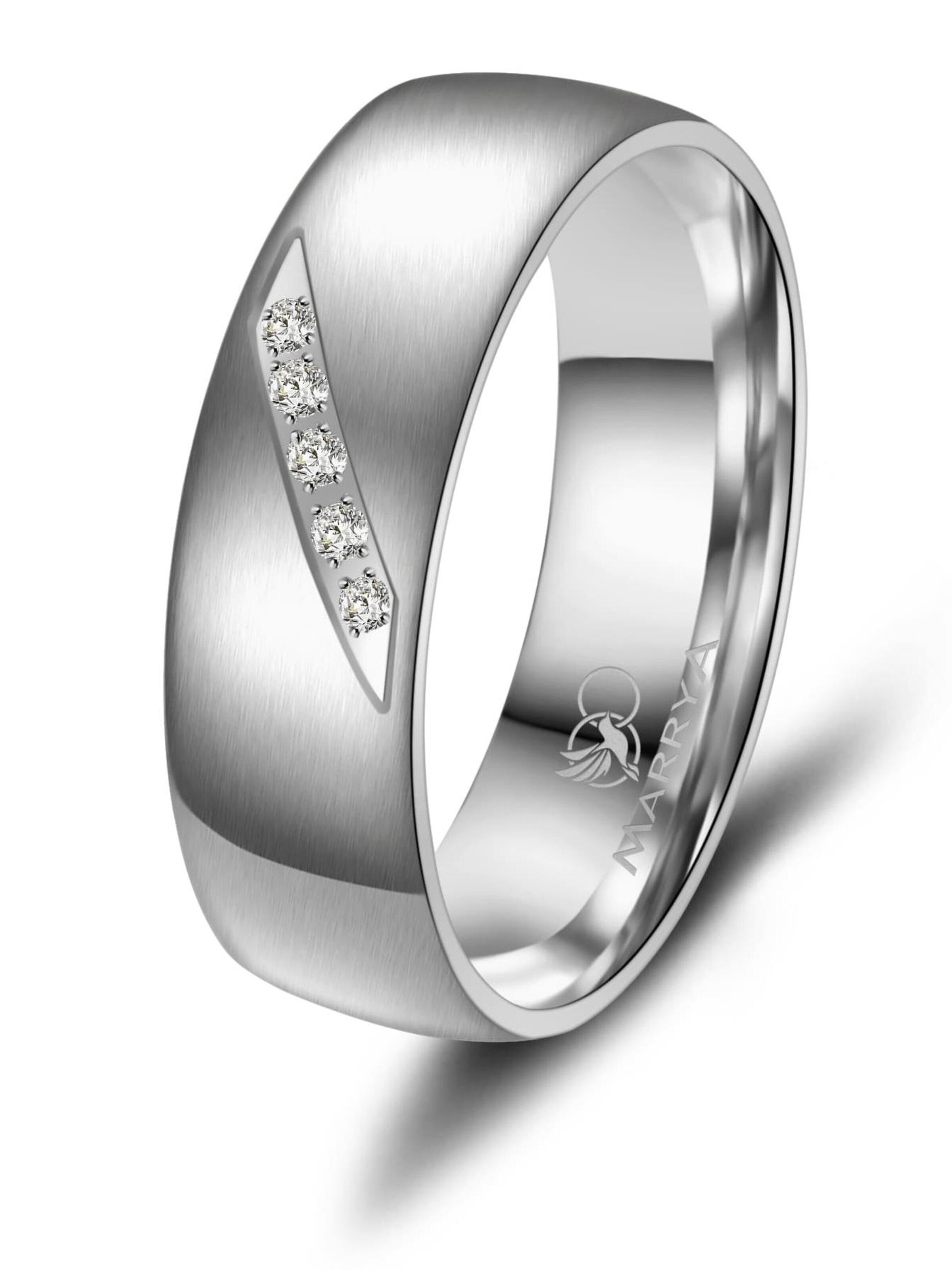 MARRYA Ring 'MARRYA ES-04 Ehering aus Edelstahl – Silberfarben' in White