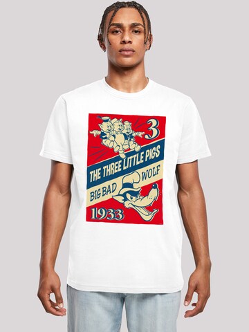 T-Shirt 'Disney Three Little Pigs And The Big Bad Wolf' F4NT4STIC en blanc : devant
