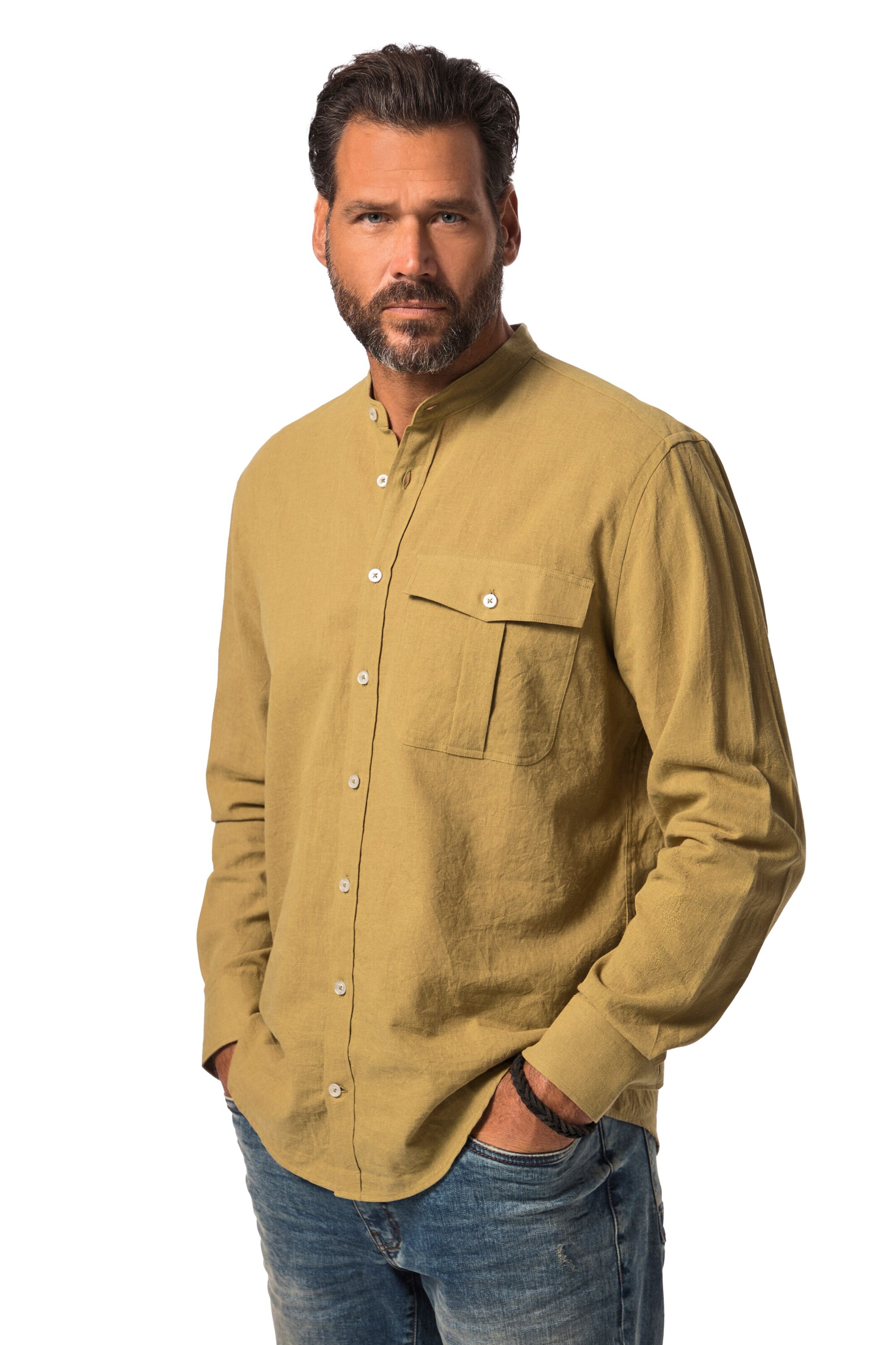 JP1880 Regular fit Button Up Shirt in Yellow: front