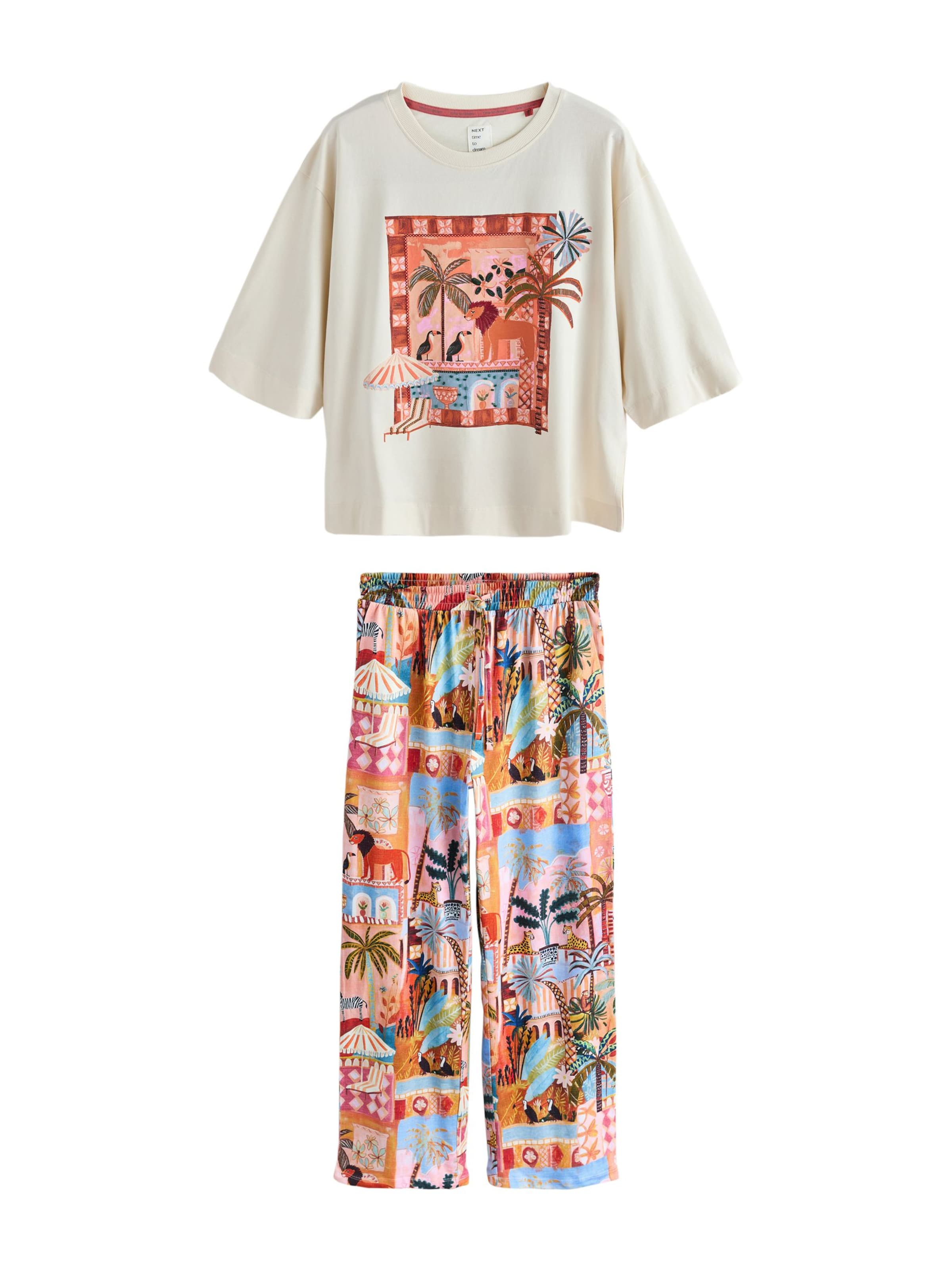 világoskék / narancs / világos-rózsaszín / fehér Next Pizsama, Termék nézet