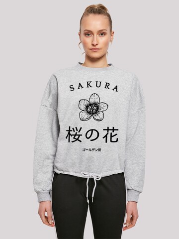 F4NT4STIC Sweatshirt 'Kirschblüten Golden Gai' in Grey: front