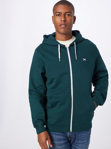 Iriedaily Zip-Up Hoodie in Green: front