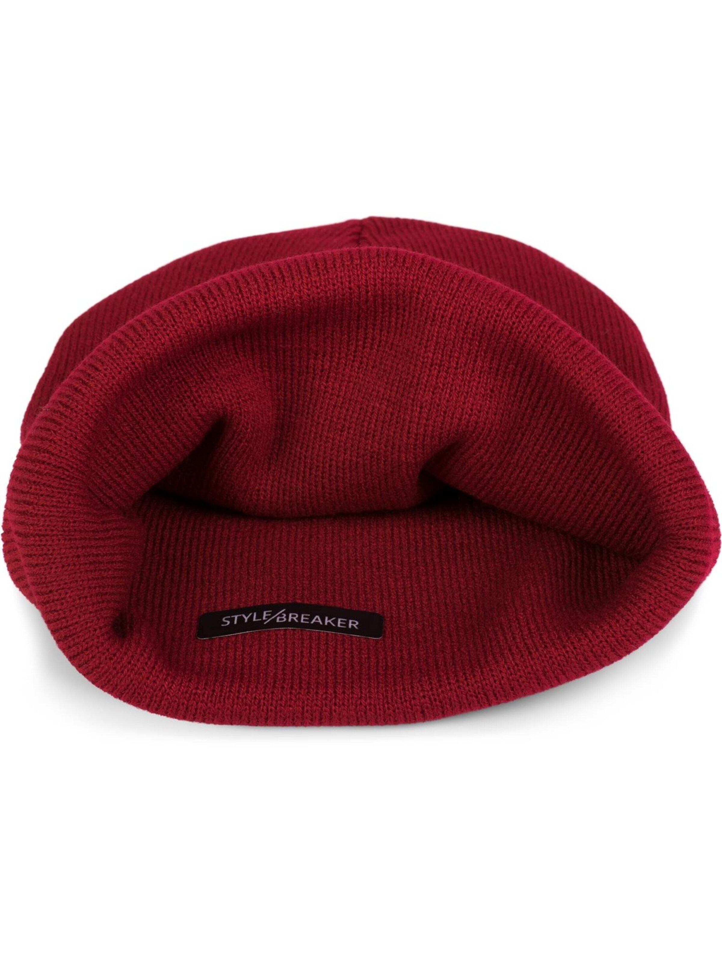 styleBREAKER Beanie 'Kinder Strickmütze mit Krempe' in Red