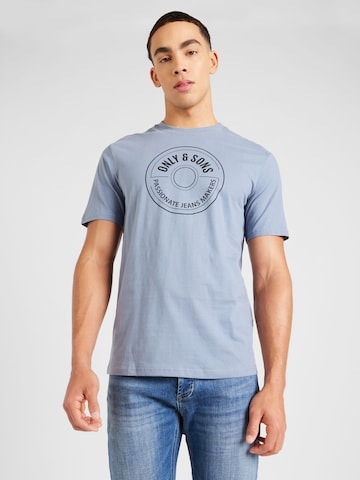 T-Shirt 'Lamer' Only & Sons en bleu : devant