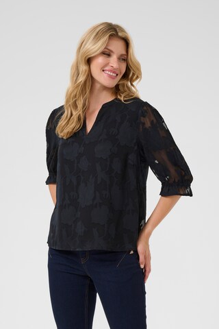 Cream Blouse 'Yana' in Zwart: voorkant